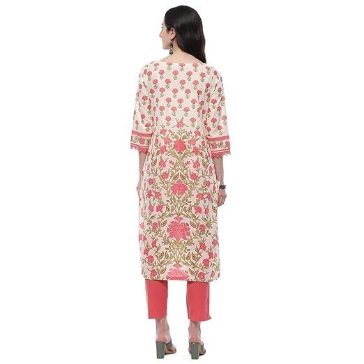 Floral Women Cotton Straight Kurta - Image 5