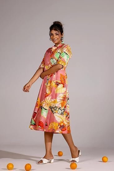 GRECIILOOKS Rayon Fit and Flare Below The Knee One Piece Dresses for Women | Dress