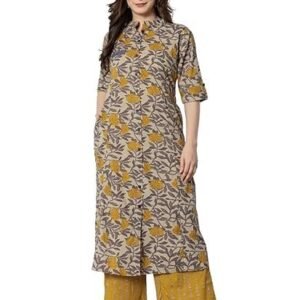 rytras Women's Cotton Printed A-Line Kurta with Palazzo Pant Set
