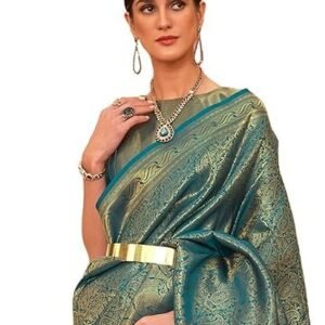 MADHUHANSH Women's Pure Kanjivaram Silk Saree Saree With Jacquard Work 6 Yard Length and Unstiched Blouse Piece