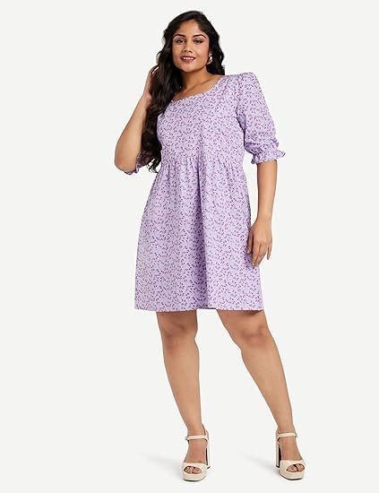 Symbol Women's Cotton Fit and Flare One Piece Knee-Length Dress - Image 2