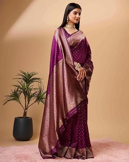 Sugathari Women's Banarasi Saree Pure Kanjivaram Silk Saree Soft new ladies 2023 Design Wear Pattu Sarees Latest Cotton Party Sari collections With Blouse Piece for Wedding sadi (SAM PARI-113) - Image 3