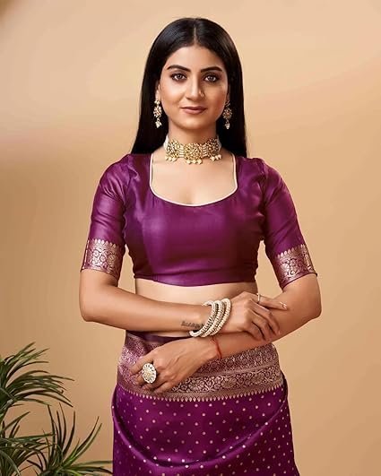 Sugathari Women's Banarasi Saree Pure Kanjivaram Silk Saree Soft new ladies 2023 Design Wear Pattu Sarees Latest Cotton Party Sari collections With Blouse Piece for Wedding sadi (SAM PARI-113) - Image 2