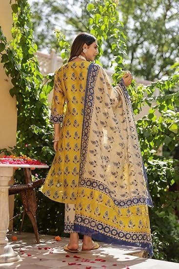 GoSriKi Women's Rayon Blend Straight Printed Kurta with Pant & Dupatta - Image 2