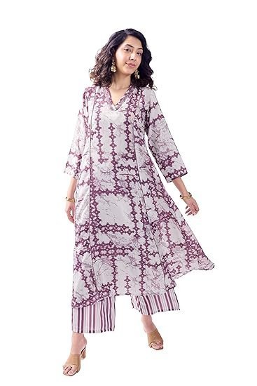 Toochki Dress for Women | Two Piece | Off White Printed Dress | Rayon (TKCBL-RY-321-OW-DRA $Parent) - Image 5