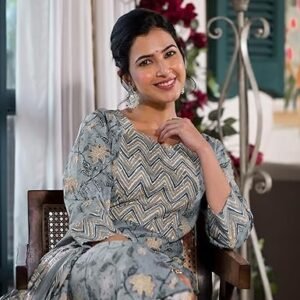 MIRCHI FASHION Women's Straight Fit Pure Cotton Jaipuri Floral Printed Sequins Thread Work Kurta Set with Dupatta and Trouser