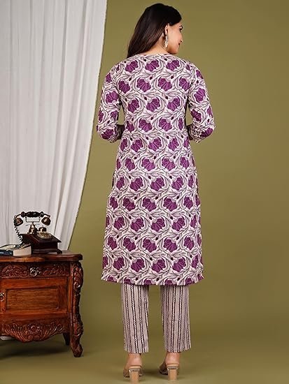 MOAJAZA Women's Cotton Handwork Straight Kurta with Pant & Dupatta - Image 5