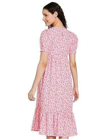 Symbol Women's Cotton Fit and Flare One Piece Midi Length Dress - Image 3