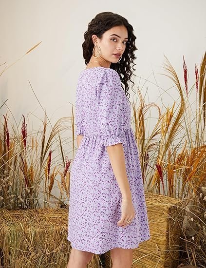 Symbol Women's Cotton Fit and Flare One Piece Knee-Length Dress - Image 4