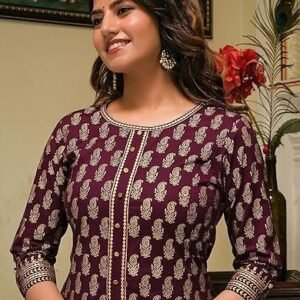 Yash Gallery Women's Cotton Gold Printed Anarkali Kurta