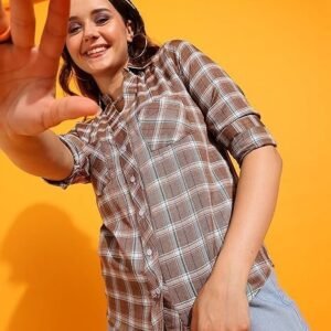 harshiv Enterprise Women's Checkered Full Sleeve Shirt | Stylish Casual and Office Wear | Comfortable, Breathable Fabric | Perfect for Daily, Travel, and Semi-Formal Look