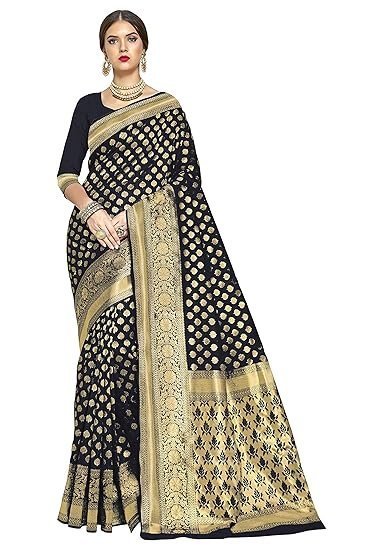 Glory Sarees Women's Woven Pure Soft Kanjivaram Silk Saree Banarasi Style With Blouse Piece for Wedding